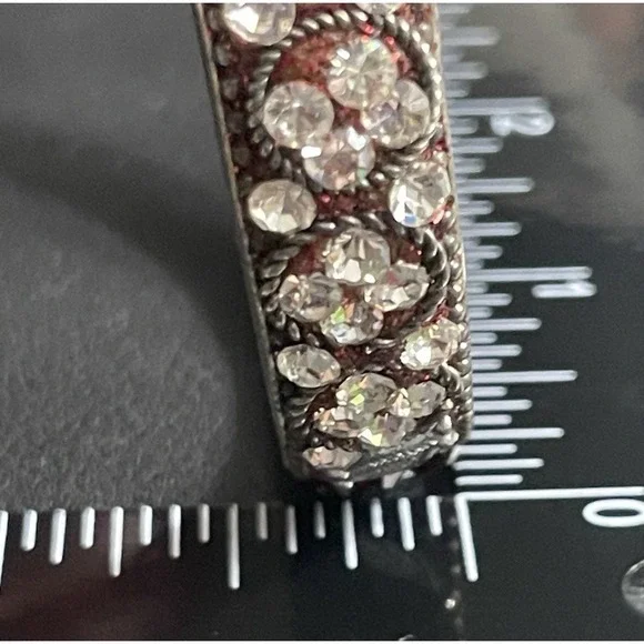 Vintage Rhinestone Bangle Bracelet Red White Sparkly Retro - Picture 13 of 14